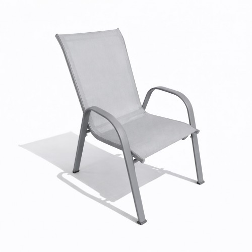 Andros Textilene Αδιάβροχη Μεταλλική Καρέκλα Κήπου Με Αποσπώμενα Πόδια 92x54x70cm Γκρι Ανοιχτό YLST-013-LGR