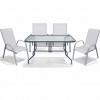 Σετ (5τμχ) Μεταλλική Τραπεζαρία Κήπου με Τζάμι Ασφαλείας Luma Ανθρακί & 2 Αποσπώμενες Καρέκλες Ανοιχτό γκρι (120x70x70cm) GRDANDROS-LUMA-5-ANTLGR