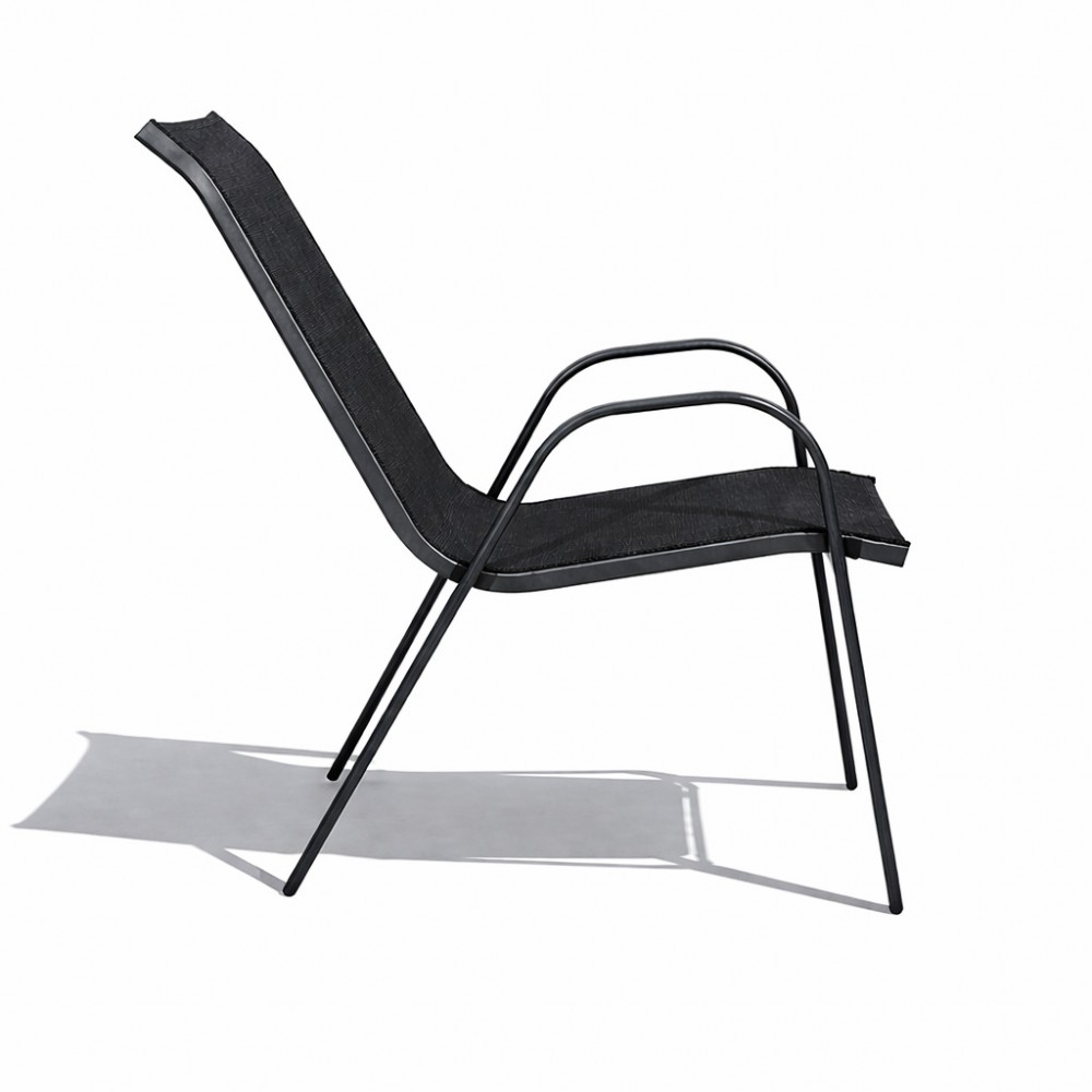 Andros Textilene Αδιάβροχη Καρέκλα Κήπου 68x54x93cm Ανθρακί με μαύρο μέταλλο CHF1131-ANTBL