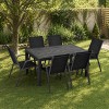 Σετ (7τμχ) Τραπεζαρία κήπου και Βεράντας Rattan (150x90x75) GRDANDROS-RATTAN-150-7-ANTBL Μαύρο-Ανθρακί