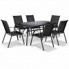 Σετ (7τμχ) Μεταλλική Τραπεζαρία Κήπου και Βεράντας με μαύρο τζάμι και μαυρη καρέκλα με ανθρακί μέταλλο Andros (140x85x70) GRDF1131-140-7-ANTBL Μαύρο-Ανθρακί