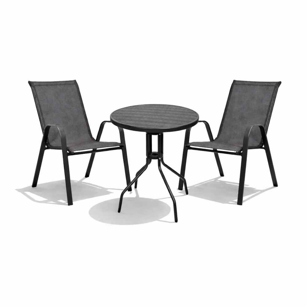 Σετ (3τμχ) Τραπέζι με 2 Καρέκλες 60x60x69cm Andros GRDANDROS-RETZO-ANT Ανθρακί