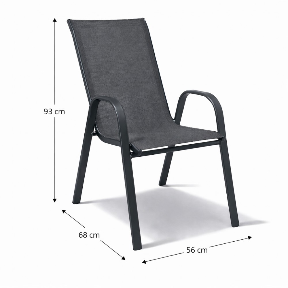 Andros Textilene Αδιάβροχη Καρέκλα Κήπου Μεταλλική 68x54x93cm Ανθρακί CHF1131-ANT 