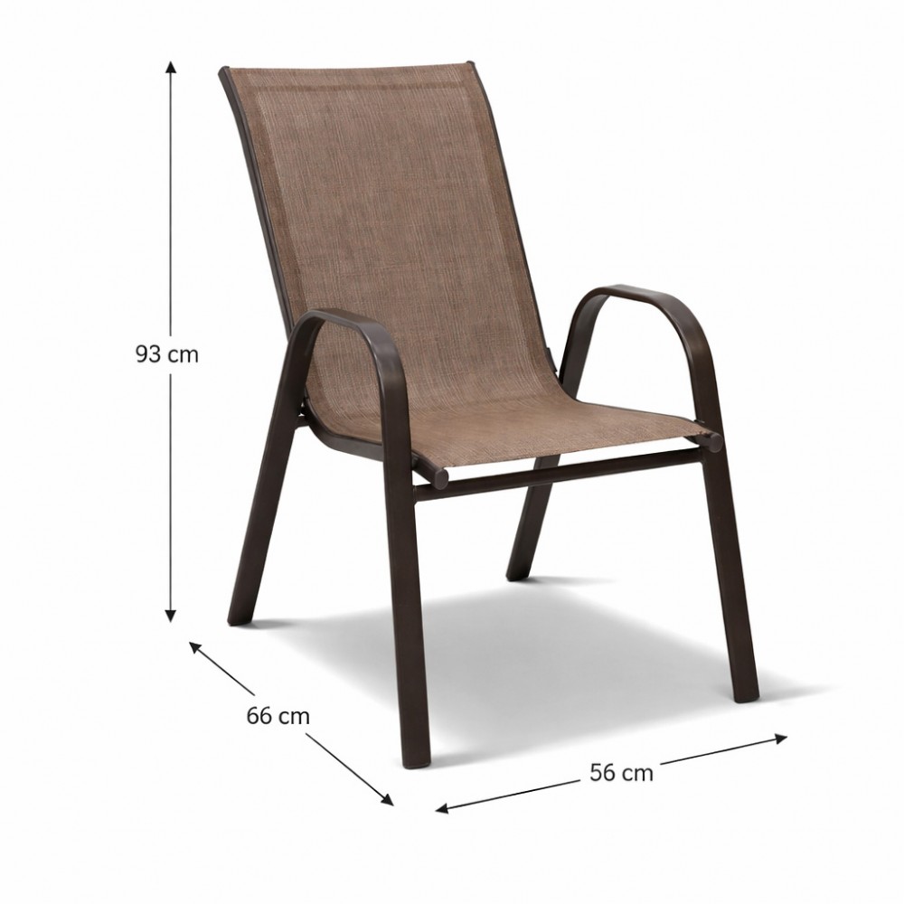 Andros Textilene Αδιάβροχη Καρέκλα Κήπου Μεταλλική CHF1131-BR Καφέ