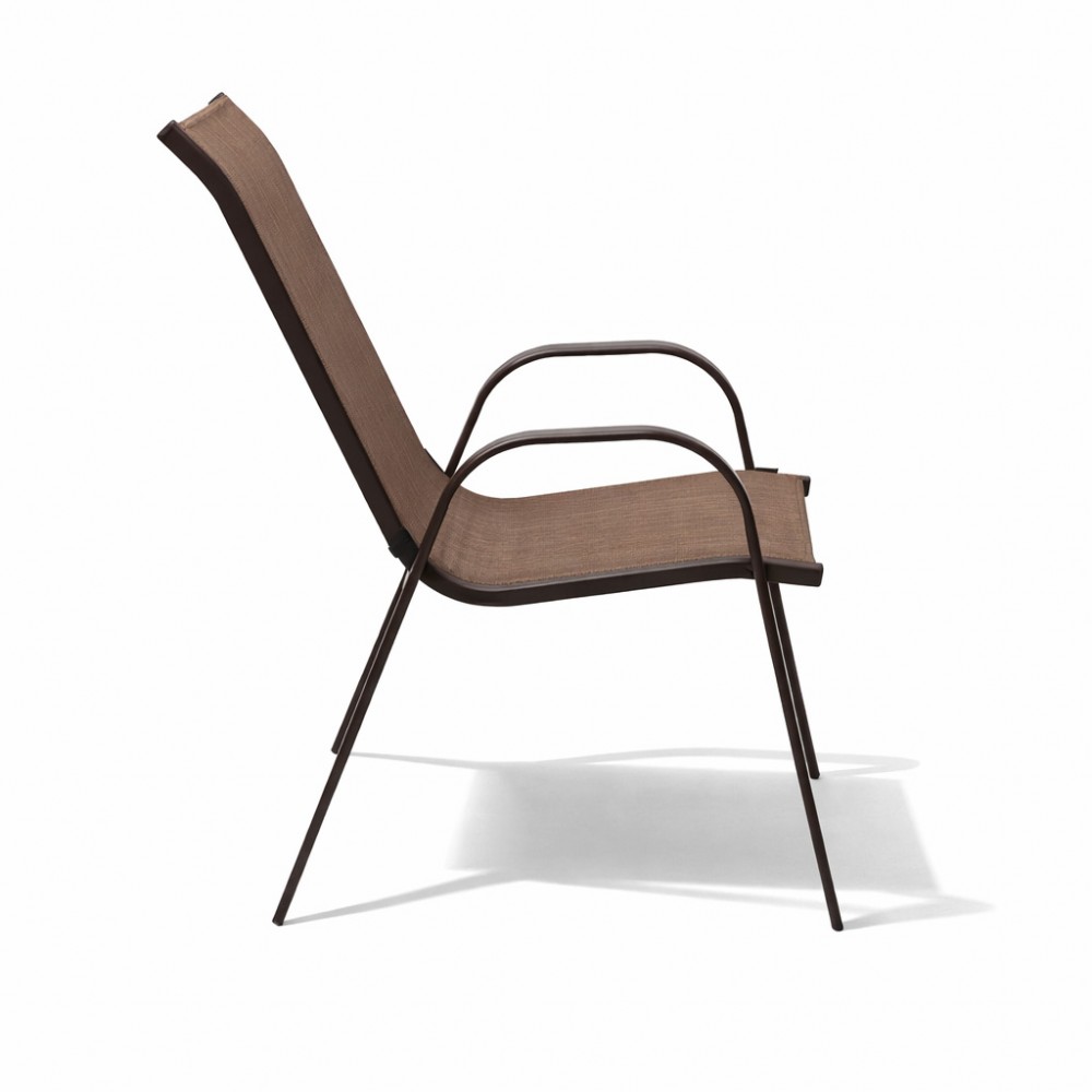 Andros Textilene Αδιάβροχη Καρέκλα Κήπου Μεταλλική CHF1131-BR Καφέ