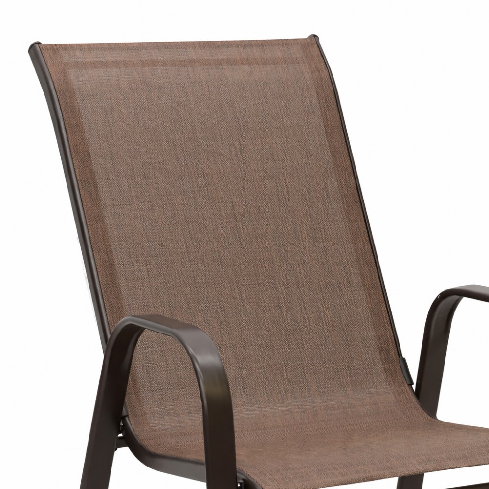 Σετ (7τμχ) Μεταλλική Τραπεζαρία Κήπου και Βεράντας με μαύρο τζάμι Andros (140x85x70) GRDF1131-140-7-BR Καφέ