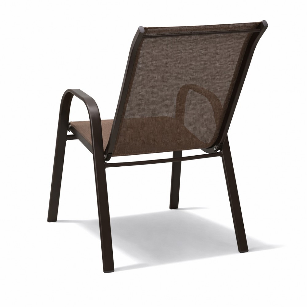 Andros Textilene Αδιάβροχη Καρέκλα Κήπου Μεταλλική CHF1131-BR Καφέ