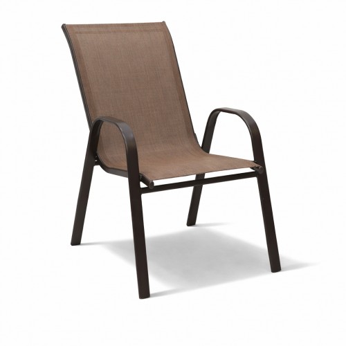 Andros Textilene Αδιάβροχη Καρέκλα Κήπου Μεταλλική CHF1131-BR Καφέ