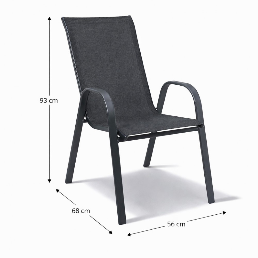 Andros Textilene Αδιάβροχη Καρέκλα Κήπου Μεταλλική CHF1131-ANT Ανθρακί