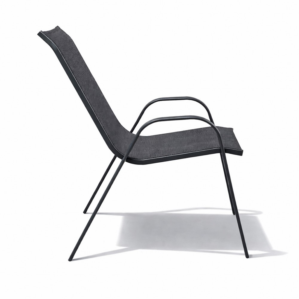 Σετ (7τμχ) Μεταλλική Τραπεζαρία Κήπου και Βεράντας με μαύρο τζάμι Andros (140x85x70) GRDF1131-140-7-ANT Ανθρακί