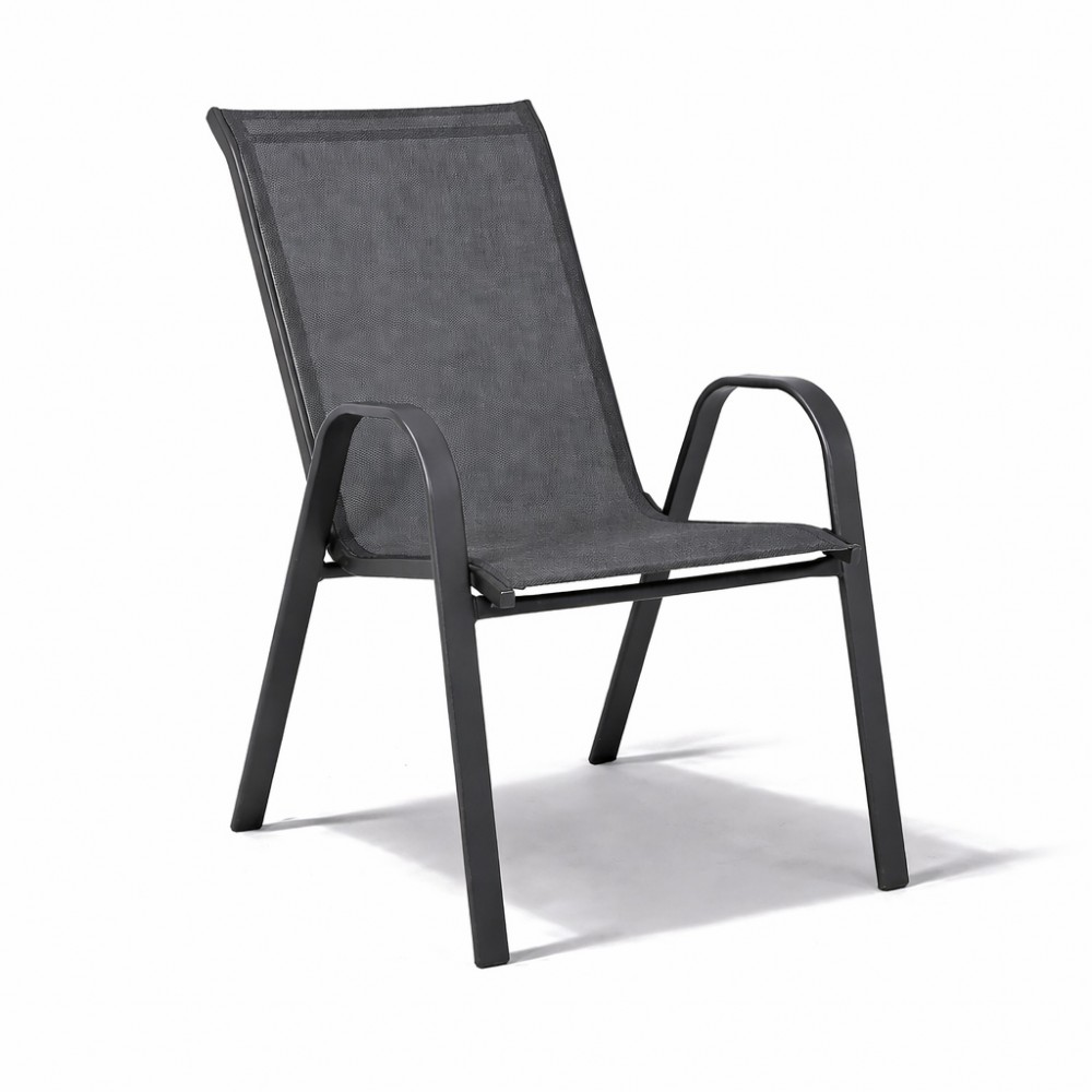 Andros Textilene Αδιάβροχη Καρέκλα Κήπου Μεταλλική 68x54x93cm Ανθρακί CHF1131-ANT 
