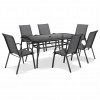 Σετ (7τμχ) Μεταλλική Τραπεζαρία Κήπου και Βεράντας με μαύρο τζάμι Andros (140x85x70) GRDF1131-140-7-ANT Ανθρακί