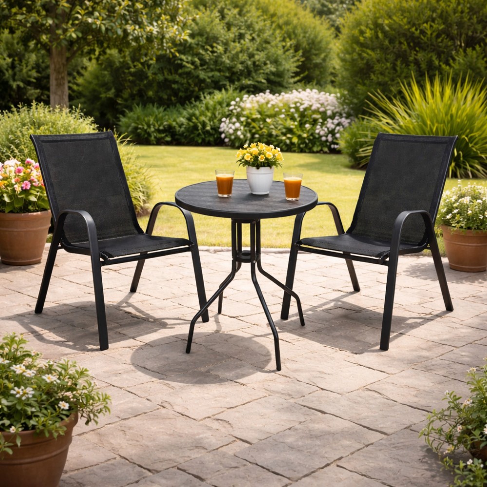 Σετ (3τμχ) Τραπέζι με 2 Καρέκλες 60x60x69cm Andros GRDANDROS-RETZO-BL Μαύρο