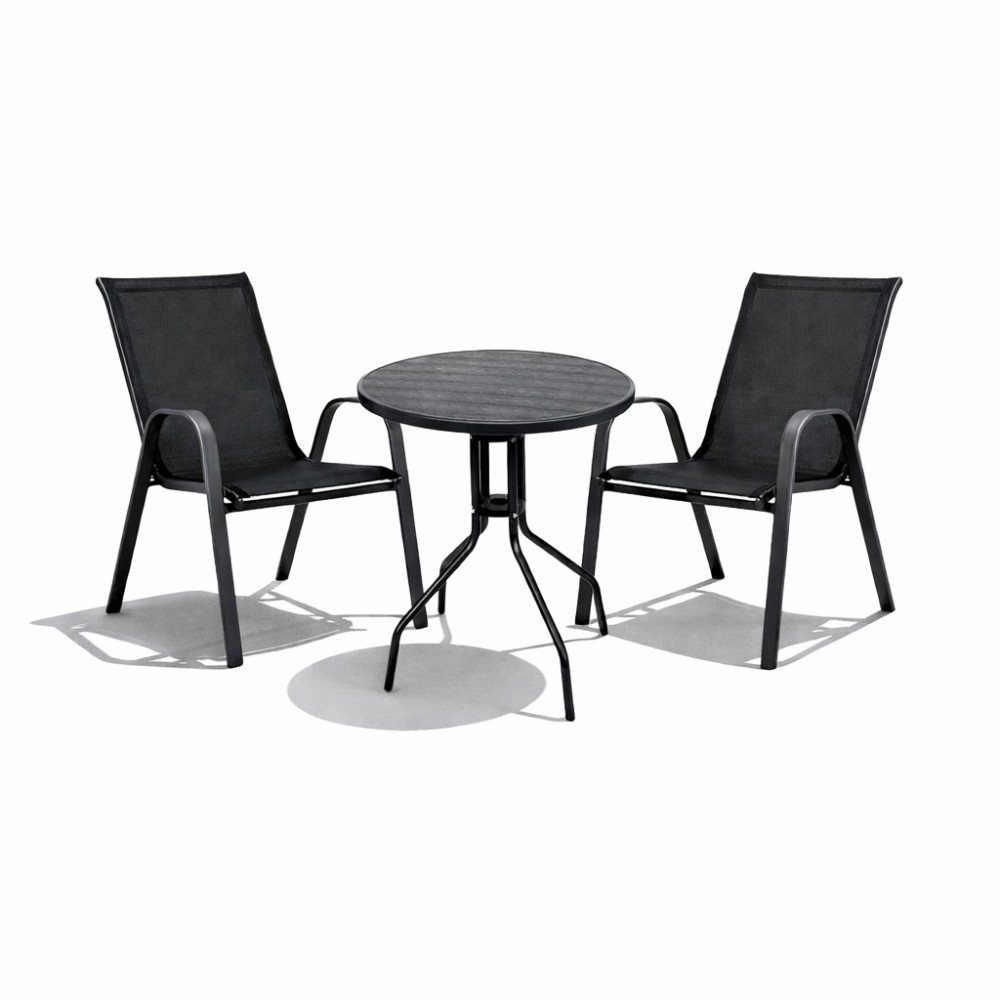 Σετ (3τμχ) Τραπέζι με 2 Καρέκλες 60x60x69cm Andros GRDANDROS-RETZO-BL Μαύρο