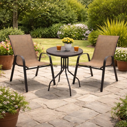 Σετ (3τμχ) Τραπέζι με 2 Καρέκλες 60x60x69cm Andros GRDANDROS-RETZO-BR Καφέ