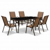 Σετ (7τμχ) Μεταλλική Τραπεζαρία Κήπου και Βεράντας με μαύρο τζάμι Andros (140x85x70) GRDF1131-140-7-BR Καφέ