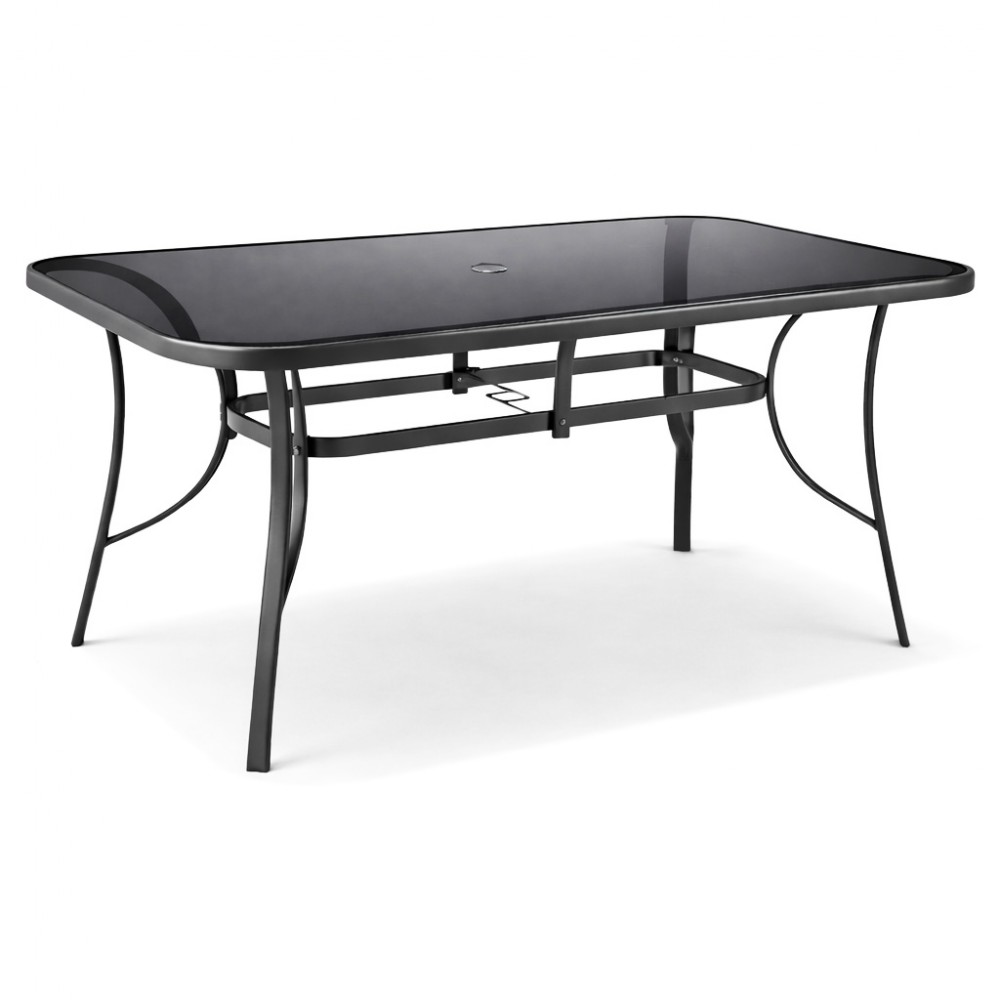 Σετ (7τμχ) Μεταλλική Τραπεζαρία Κήπου και Βεράντας με μαύρο τζάμι Andros (140x85x70) GRDF1131-140-7-ANT Ανθρακί