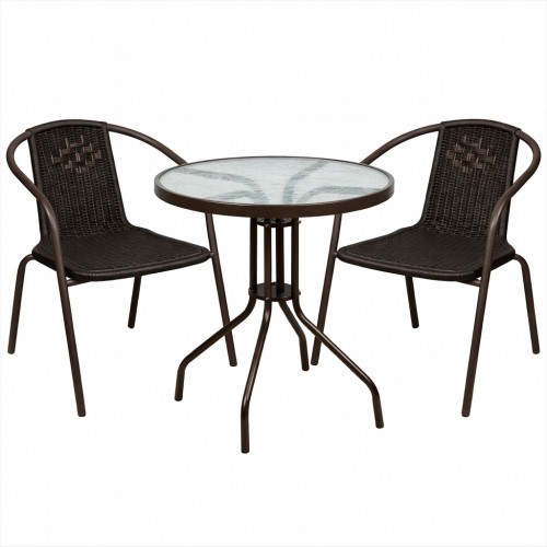 Σετ (3τμχ) Τραπέζι με 2 Καρέκλες 60x60x70 Paros GRDWICKER-PAROS-BR Καφέ