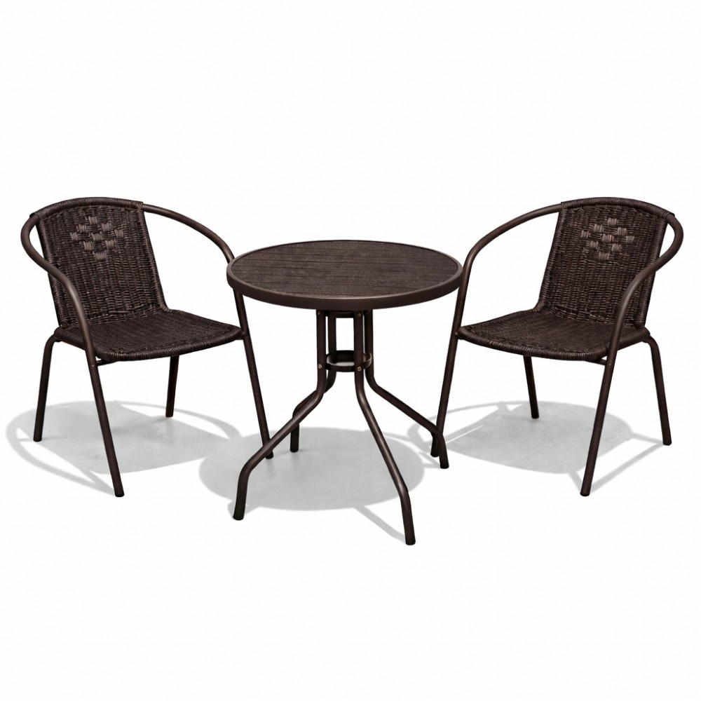 Σετ (3τμχ) Τραπέζι με 2 Καρέκλες 60x60x69cm Retzo GRDWICKER-RETZO-BR Καφέ