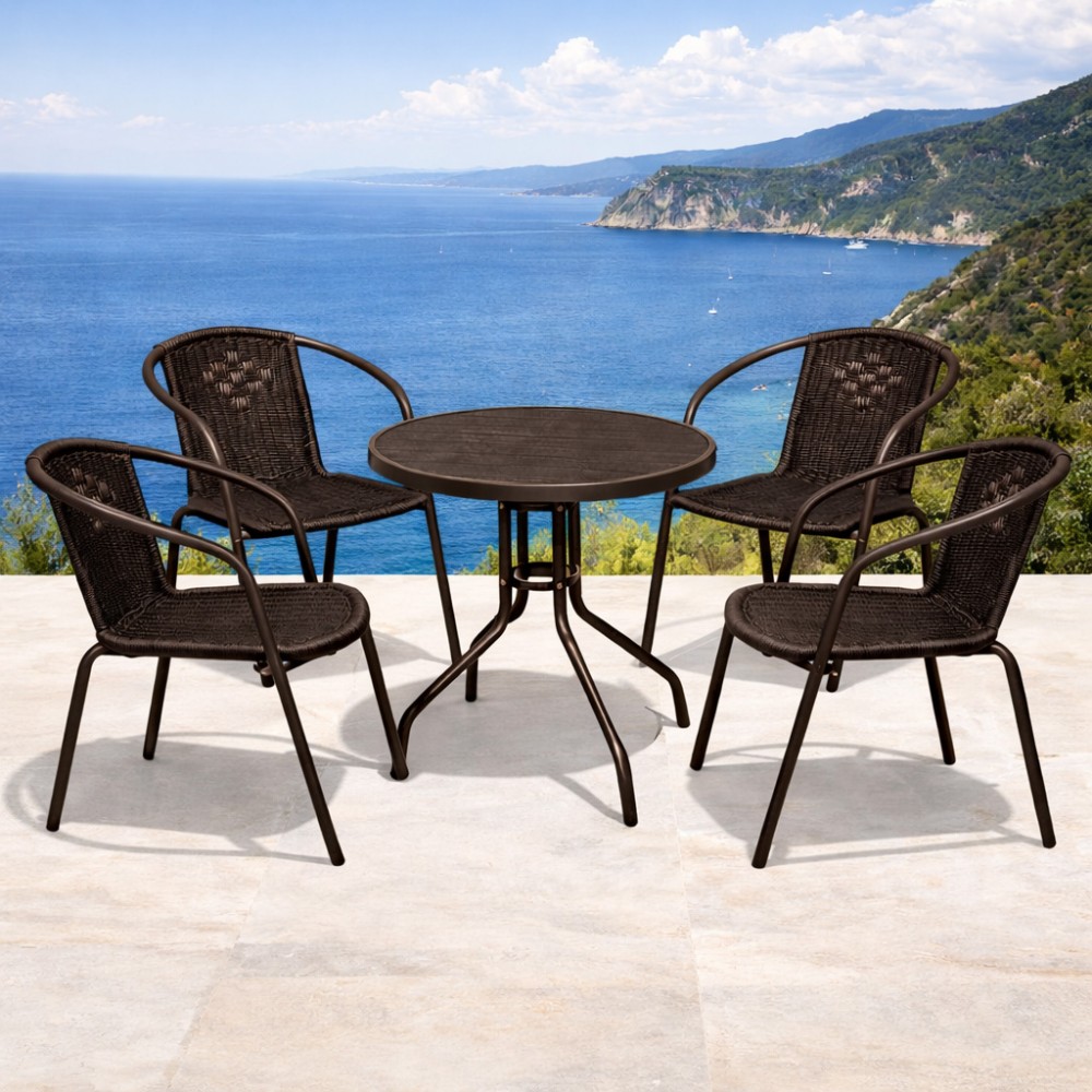 Σετ (5τμχ) Τραπεζαρία κήπου και Βεράντας Retzo (60x60x70) GRD9634-RETZO-5-BR Καφέ Σετ (5τμχ) Τραπεζαρία κήπου και Βεράντας Retzo (60x60x70) GRD9634-RETZO-5-BR Καφέ