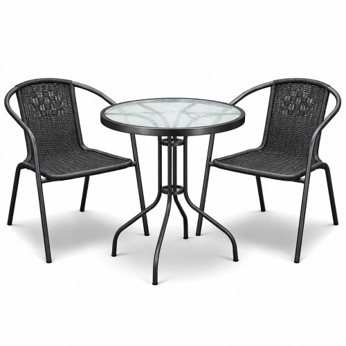 Σετ (3τμχ) Τραπέζι με 2 Καρέκλες 60x60x70 Paros GRDWICKER-PAROS-GR Γκρι