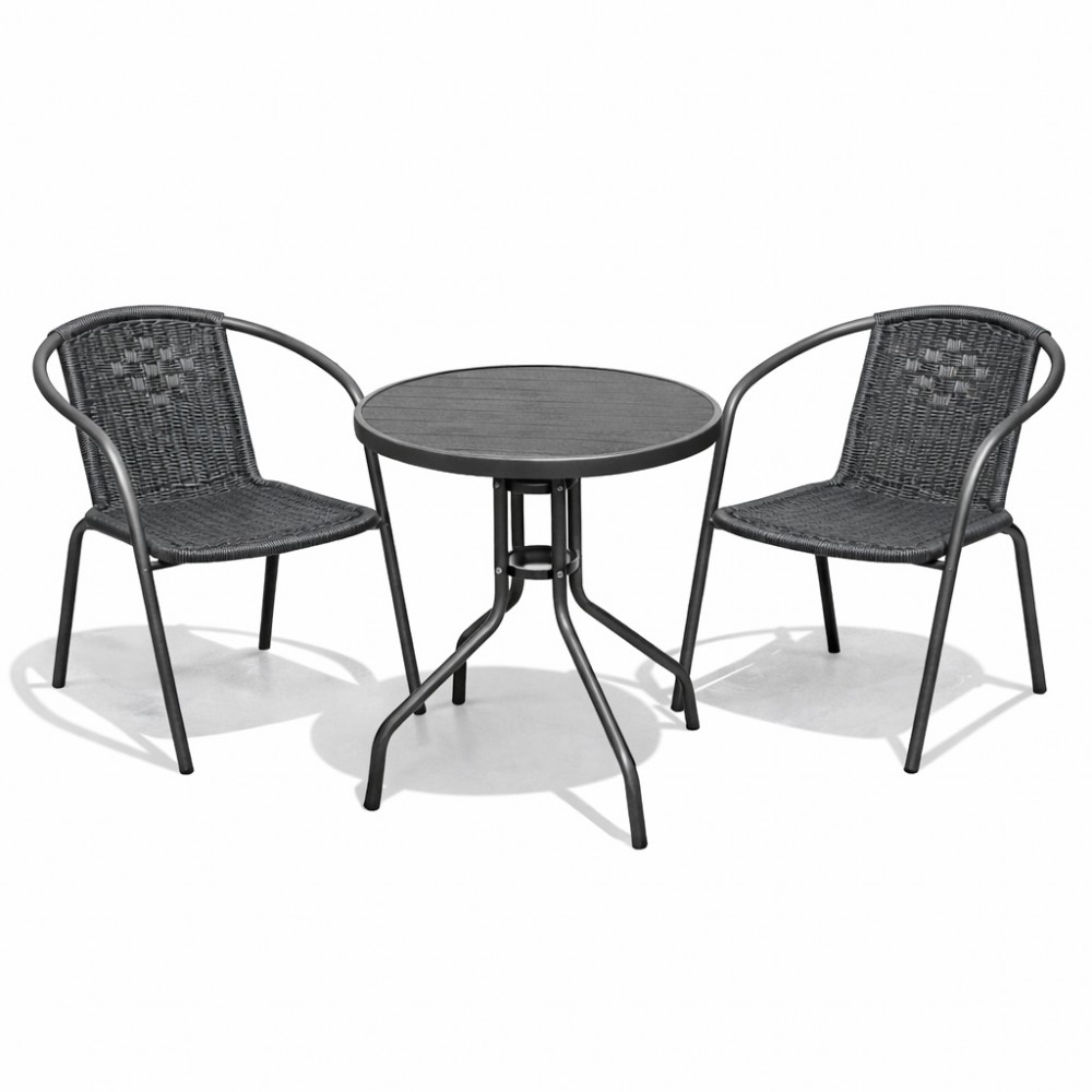 Σετ (3τμχ) Τραπέζι με 2 Καρέκλες 60x60x69cm Retzo GRDWICKER-RETZO-GR Γκρι