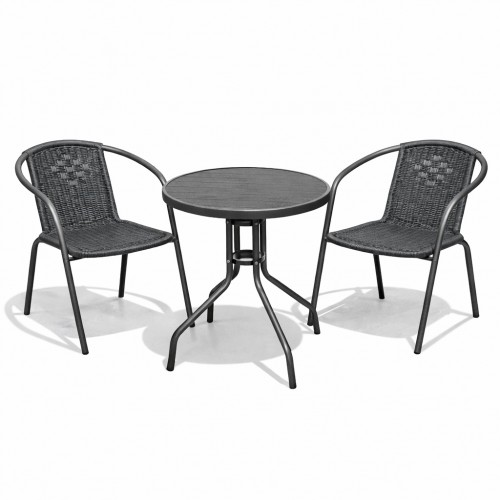Σετ (3τμχ) Τραπέζι με 2 Καρέκλες 60x60x69cm Retzo GRDWICKER-RETZO-GR Γκρι