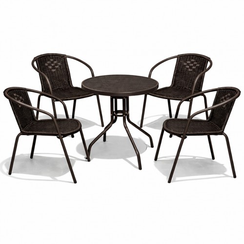 Σετ (5τμχ) Τραπεζαρία κήπου και Βεράντας Retzo (60x60x70) GRD9634-RETZO-5-BR Καφέ