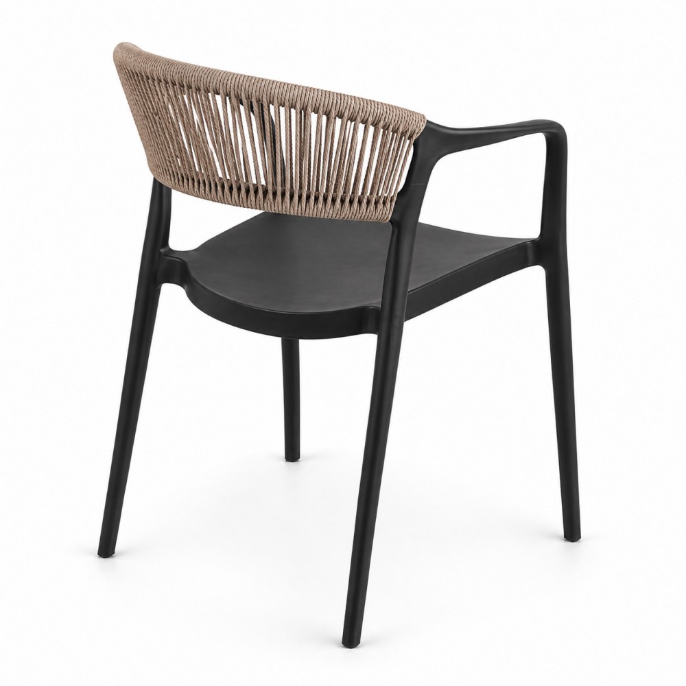 Πολυθρόνα-Καρέκλα Clelia PP/PE με Μαύρο Σκελετό & Μπεζ Πλάτη 54x55.5x77cm CH551-BGBL