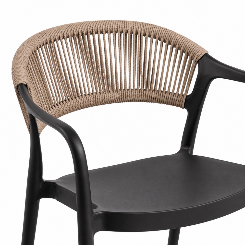 Πολυθρόνα-Καρέκλα Clelia PP/PE με Μαύρο Σκελετό & Μπεζ Πλάτη 54x55.5x77cm CH551-BGBL