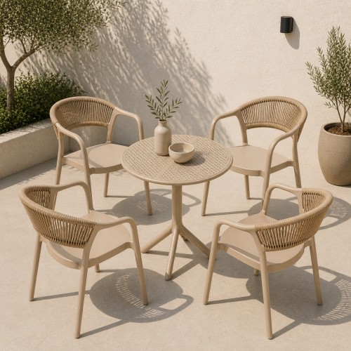 Σετ (5τμχ) Τραπέζι με 4 Καρέκλες 60x60x70 Clelia GRDCLELIA-TB018-5-BG Μπεζ