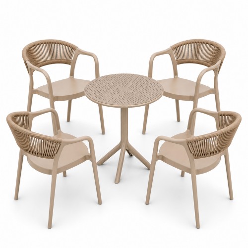 Σετ (5τμχ) Τραπέζι με 4 Καρέκλες 60x60x70 Clelia GRDCLELIA-TB018-5-BG Μπεζ