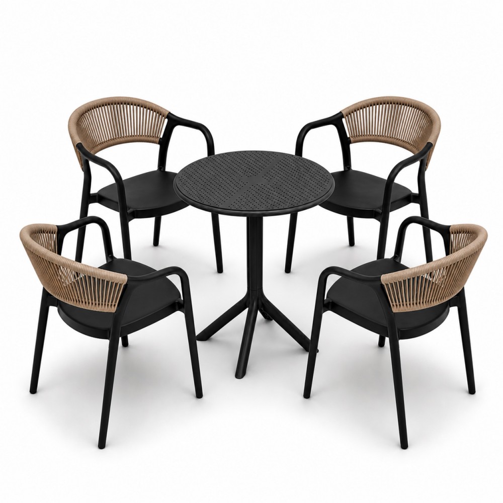 Σετ (5τμχ) Τραπέζι με 4 Καρέκλες 60x60x70 Clelia GRDCLELIA-TB018-5-BL Μαύρο