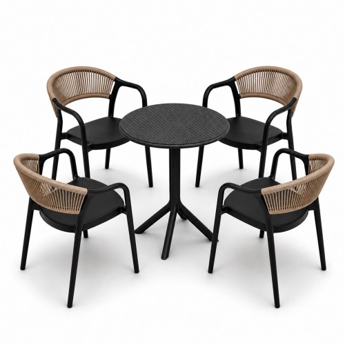 Σετ (5τμχ) Τραπέζι με 4 Καρέκλες 60x60x70 Clelia GRDCLELIA-TB018-5-BL Μαύρο