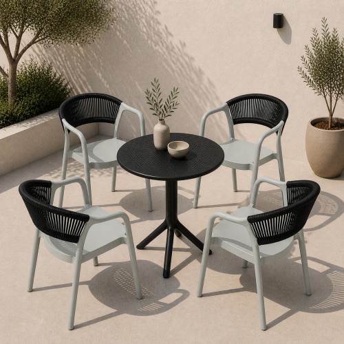 Σετ (5τμχ) Τραπέζι με 4 Καρέκλες 60x60x70 Clelia GRDCLELIA-TB018-5-OLBL Απαλό χακί - Μαύρο
