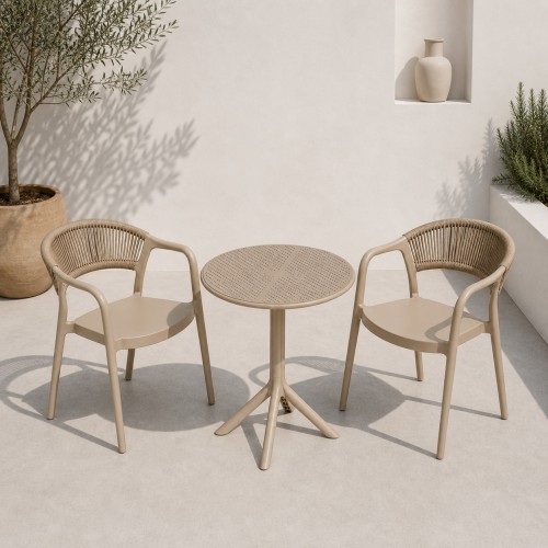 Σετ (3τμχ) Τραπέζι με 2 Καρέκλες 60x60x70 Clelia GRDCLELIA-TB018-BG Μπεζ