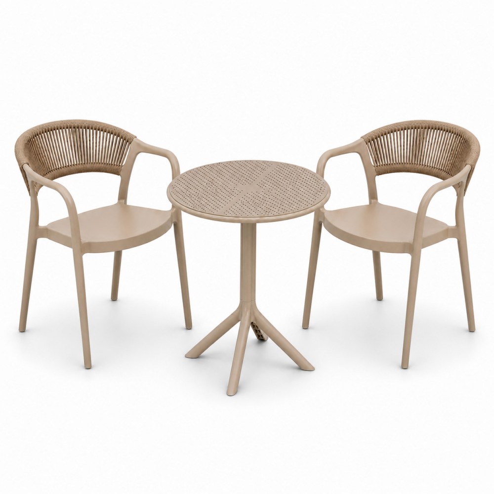 Σετ (3τμχ) Τραπέζι με 2 Καρέκλες 60x60x70 Clelia GRDCLELIA-TB018-BG Μπεζ
