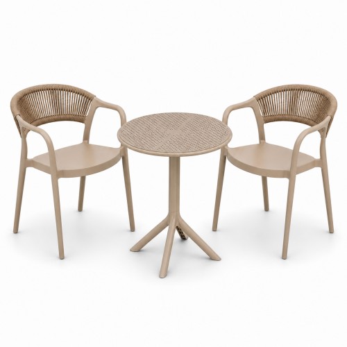 Σετ (3τμχ) Τραπέζι με 2 Καρέκλες 60x60x70 Clelia GRDCLELIA-TB018-BG Μπεζ