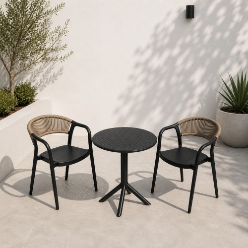 Σετ (3τμχ) Τραπέζι με 2 Καρέκλες 60x60x70 Clelia GRDCLELIA-TB018-BL Μαύρο