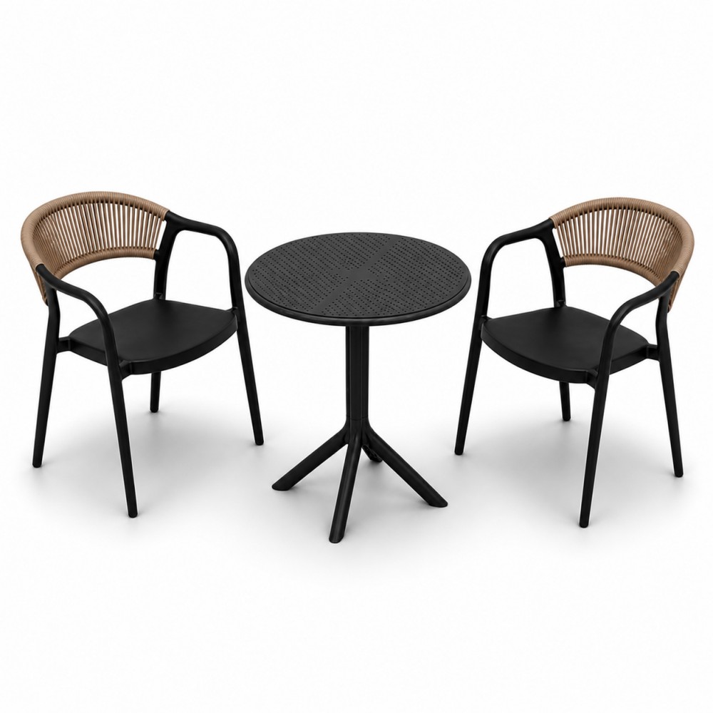 Σετ (3τμχ) Τραπέζι με 2 Καρέκλες 60x60x70 Clelia GRDCLELIA-TB018-BL Μαύρο