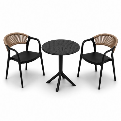 Σετ (3τμχ) Τραπέζι με 2 Καρέκλες 60x60x70 Clelia GRDCLELIA-TB018-BL Μαύρο