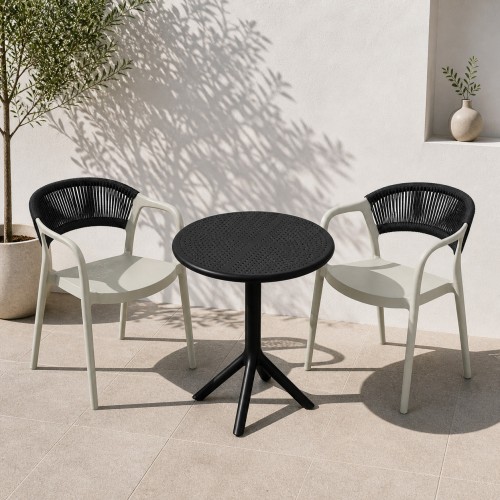 Σετ (3τμχ) Τραπέζι με 2 Καρέκλες 60x60x70 Clelia GRDCLELIA-TB018-OLBL Απαλό χακί - Μαύρο