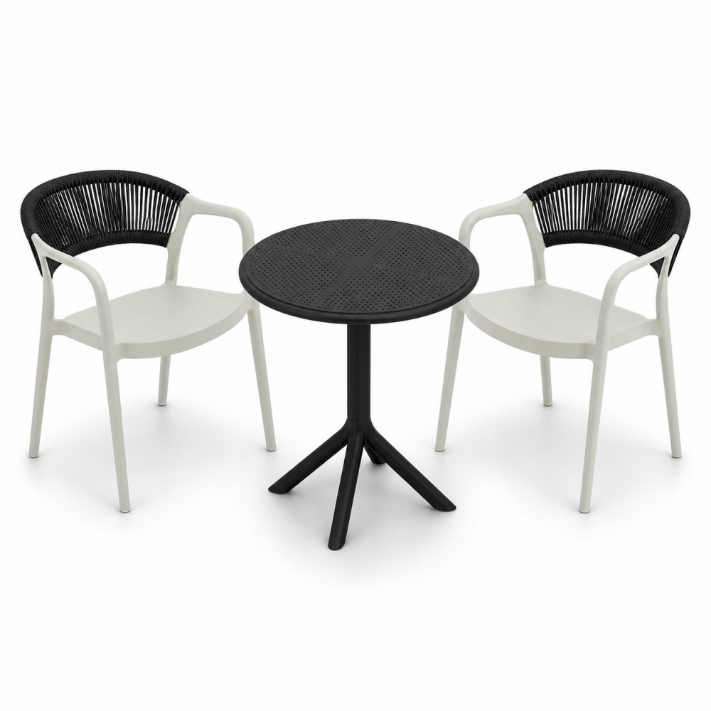 Σετ (3τμχ) Τραπέζι με 2 Καρέκλες 60x60x70 Clelia GRDCLELIA-TB018-OLBL Απαλό χακί - Μαύρο