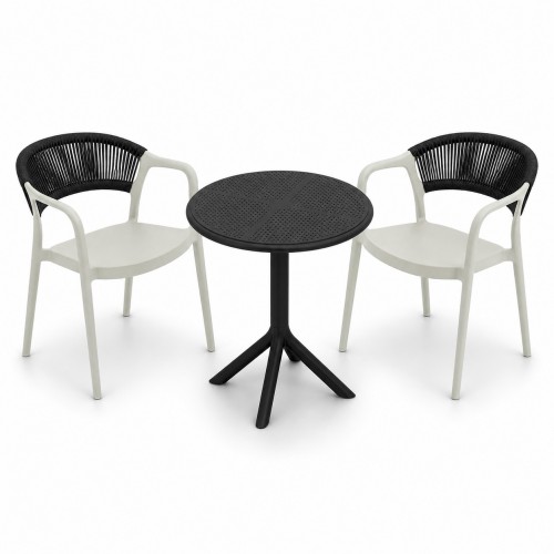 Σετ (3τμχ) Τραπέζι με 2 Καρέκλες 60x60x70 Clelia GRDCLELIA-TB018-OLBL Απαλό χακί - Μαύρο