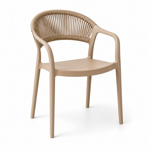 Πολυθρόνα-Καρέκλα Clelia PP/PE με Μπεζ Σκελετό & Μπεζ Πλάτη 54x55.5x77cm CH551-BG