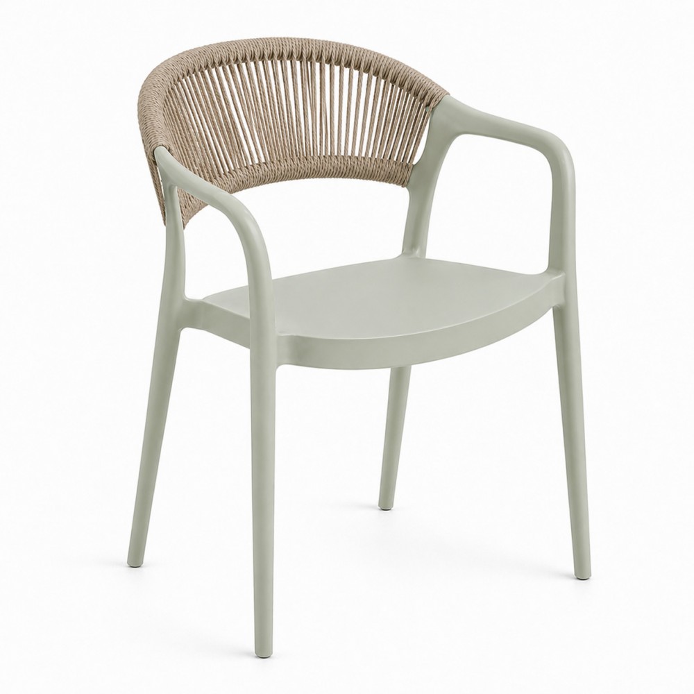 Πολυθρόνα-Καρέκλα Clelia PP/PE με Απαλό Χακί Σκελετό & Μπεζ Πλάτη 54x55.5x77cm CH551-OLBG