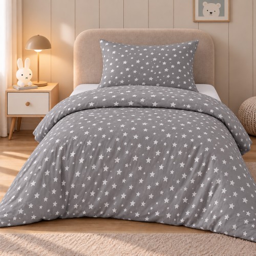 Μονή Σετ Παιδική Παπλωματοθήκη Γκρι (160x220) Starry DC-4-KID 