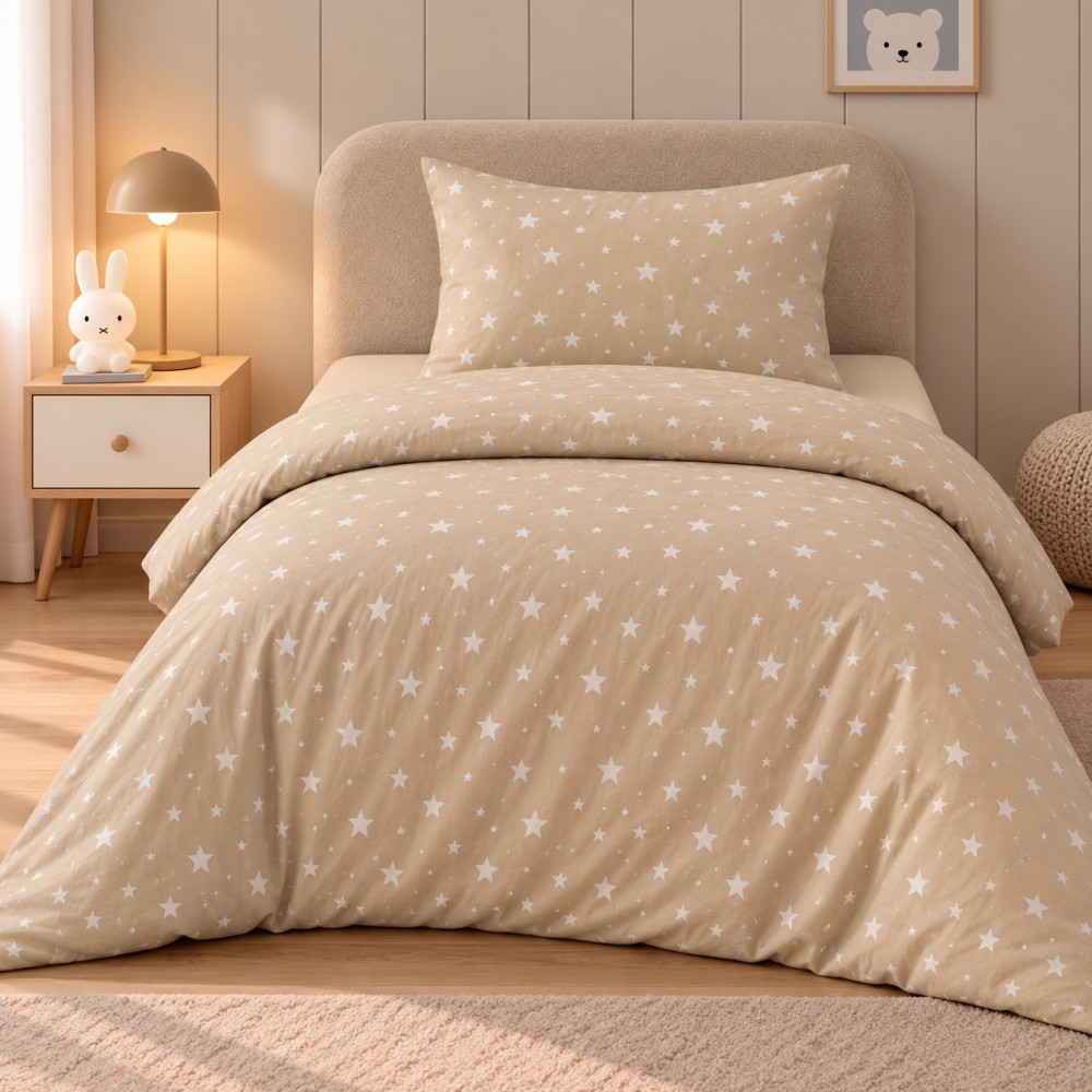 Μονή Σετ Παιδική Παπλωματοθήκη Μπεζ (160x220) Starry DC-7-KID