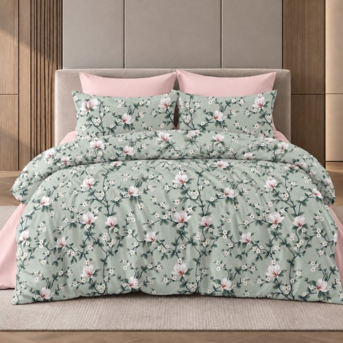 Υπέρδιπλη Σετ Παπλωματοθήκη Blossom 220X240cm 4τμχ DC700-5