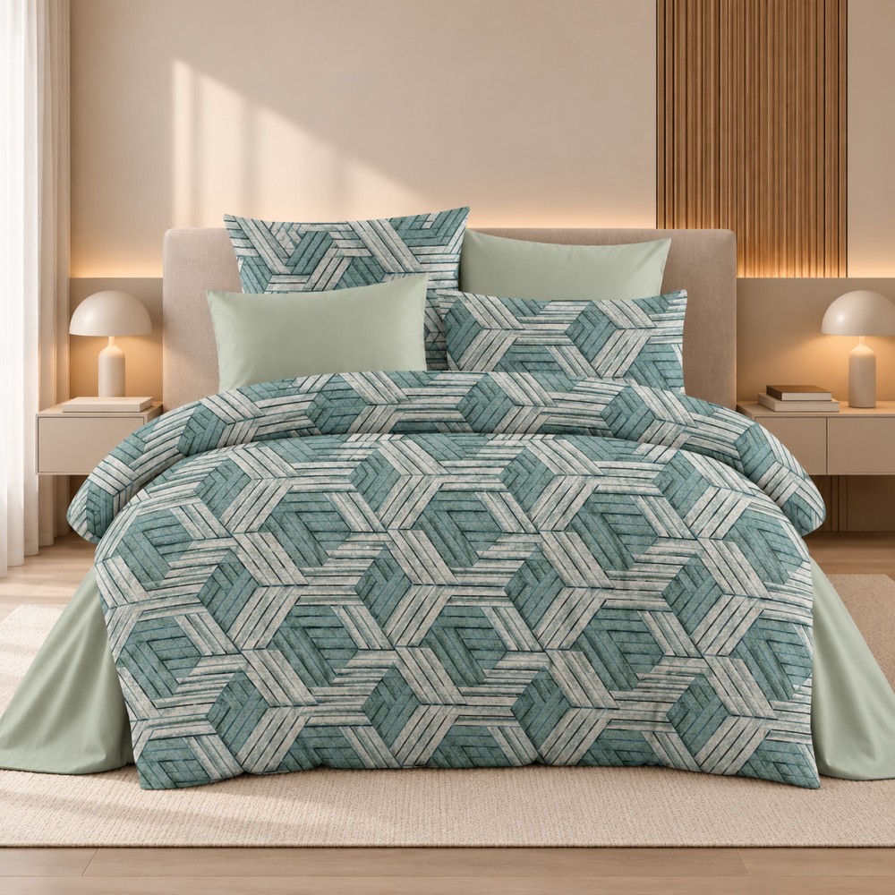 Υπέρδιπλη Σετ Παπλωματοθήκη Geometric 220X240cm 4τμχ DC800-14